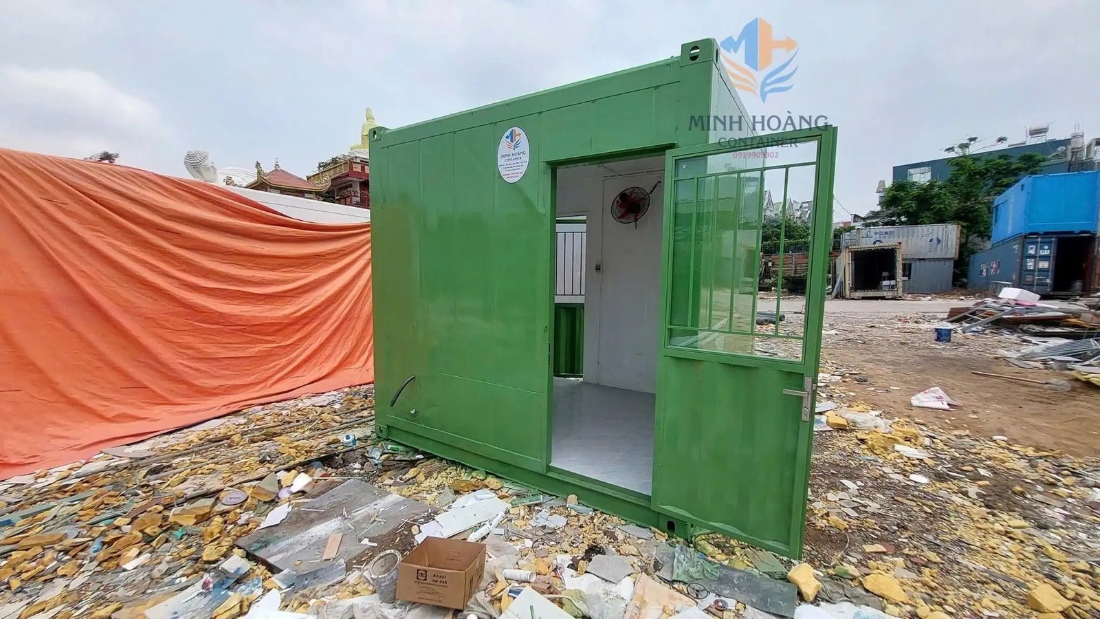 Container văn phòng 10 feet xanh lá